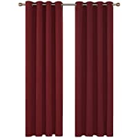 Deconovo Cortina Opaca de Salón Térmica Aislante y Ruido para Ventanas con Ollaos 2 Piezas 135 X 240 cm Rojo Oscuro